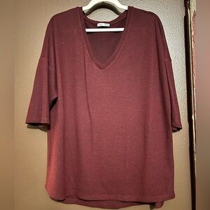 Dex Burgundy V-Neck Blouse size xl